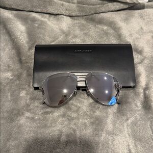 Saint Laurent Metallic Aviator Sunglasses with Black Case